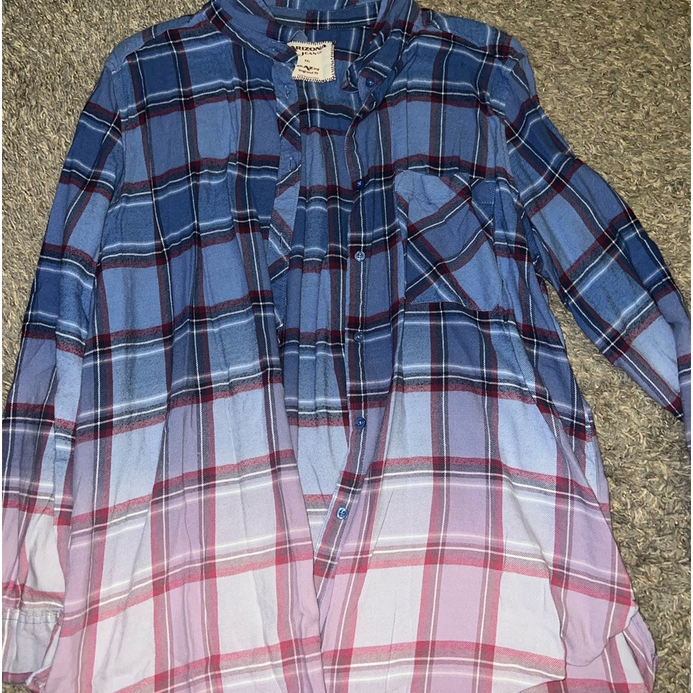 ombré blue and pink flannel